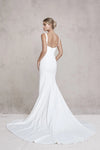 Contemporary Soft Satin Wedding Dresses With Detachable Plisse Sleeves DW700