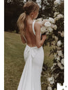 Simple Crepe Mermaid Wedding Dress Sexy Open Backless