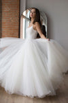 Spaghetti Strap A Line Tulle Simple Wedding Dress Romantic Bridal Gown