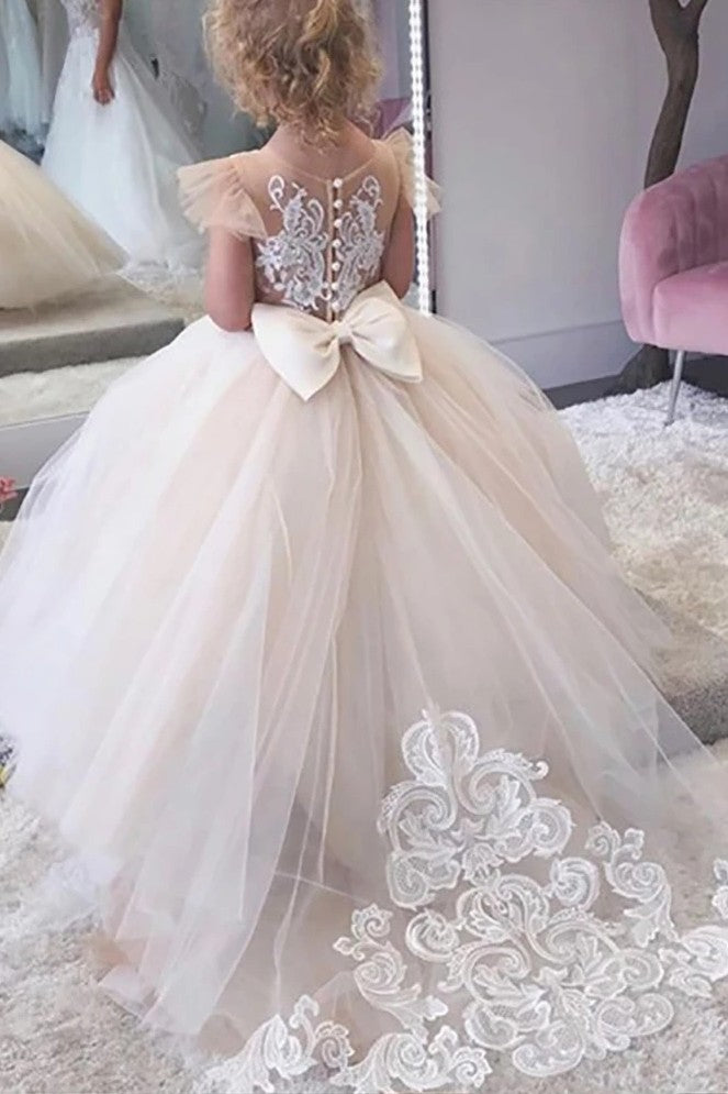 white lace flower girl dress Lace Tutu Ballgown for Flower Girls