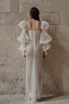 Sequinned Tulle Wedding Dresses See Through Bodice With Pleated Tulle Sleeve  DW686