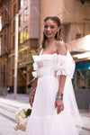 Boat Neck Bohemian Wedding Dresses Ruffles Sleeve Vestido De noivas ZW293