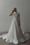 Modest Muslim Wedding Dress Full Sleeves Beads Waistline