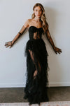 Super Edgy Wedding Dresses With Touch Sexy Glam. Sheer Lace BodiceTiered Tulle Skirt Bridal Gown ZW790