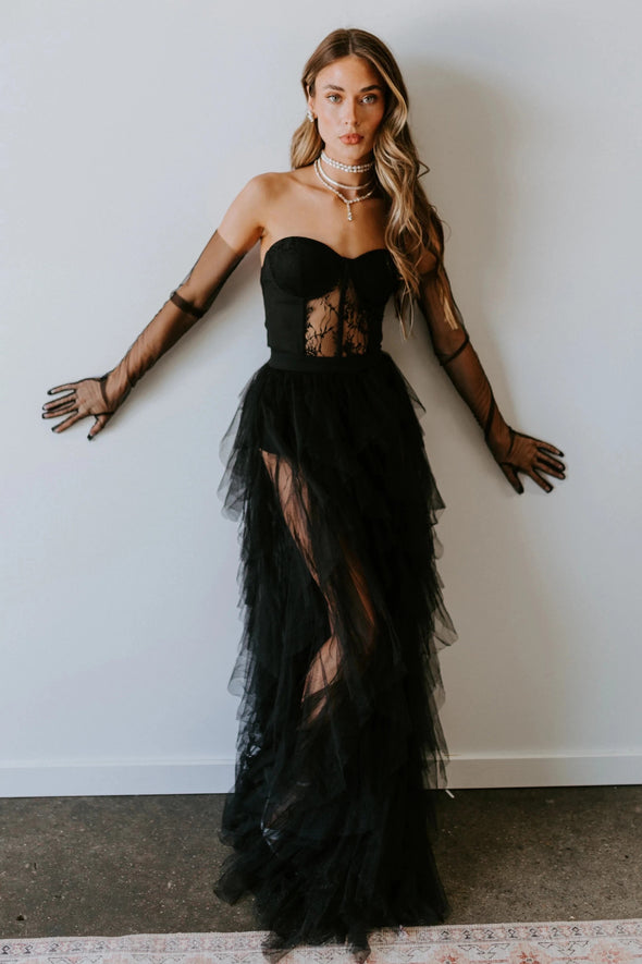Super Edgy Wedding Dresses With Touch Sexy Glam. Sheer Lace BodiceTiered Tulle Skirt Bridal Gown ZW790