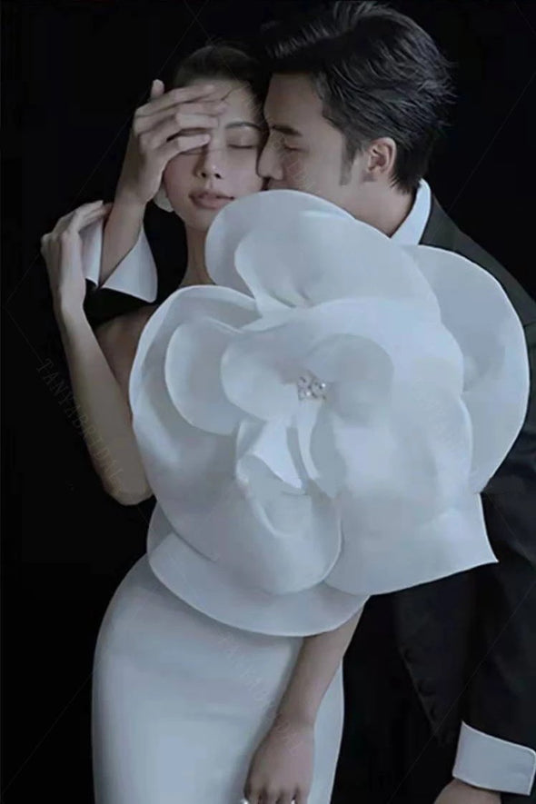 White Organza Satin Wedding Corsage Super Flowers