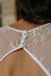 Bohemian Long Wedding Dress With Lace Top Chiffon Open Back Bridal Gown