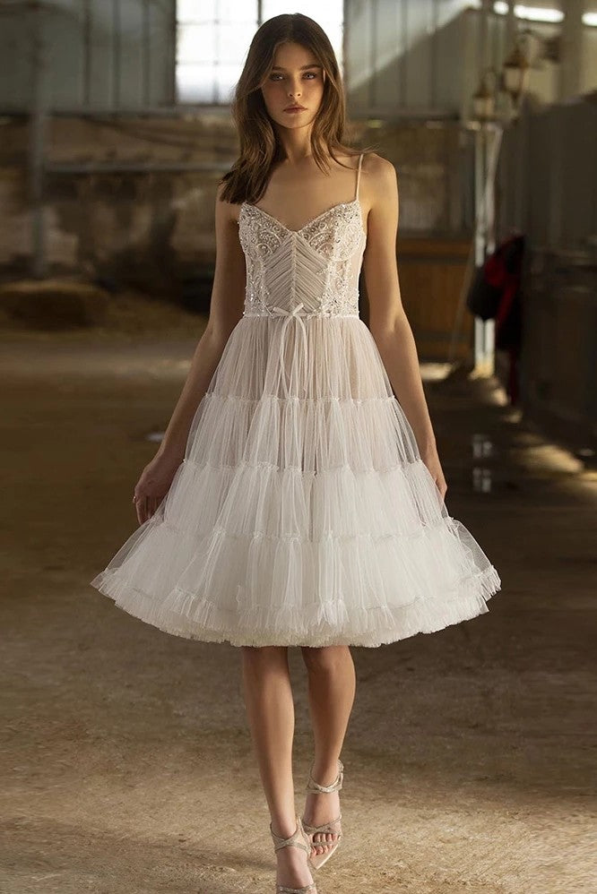 Knee Length Layered Boho Bridal Dancing Gowns ZW817 TANYA BRIDAL Knee Length Layered Boho Bridal Dancing Gowns ZW817 TANYA BRIDAL