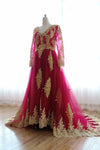 Green Muslim Wedding Dress With Gold Lace Applique DQG038