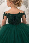 Green Lace Flower Girl Dress Wedding Party Dress