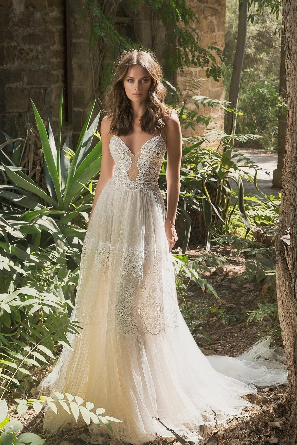 Deep V-Neck A Line Wedding Dresses Soft France Lace ZW955 TANYA BRIDAL Deep V-Neck A Line Wedding Dresses Soft France Lace ZW955 TANYA BRIDAL