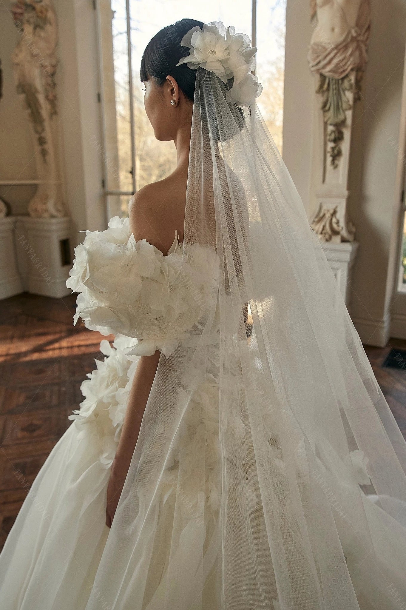 organza layered wedding dress Modest Organza Bridal Gown Dress with Layers Skirt loveangeldress