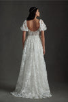 Short Puff Sleeve Wedding Dresses 3D Flowers Lace Romantic Boho Noivas DW668