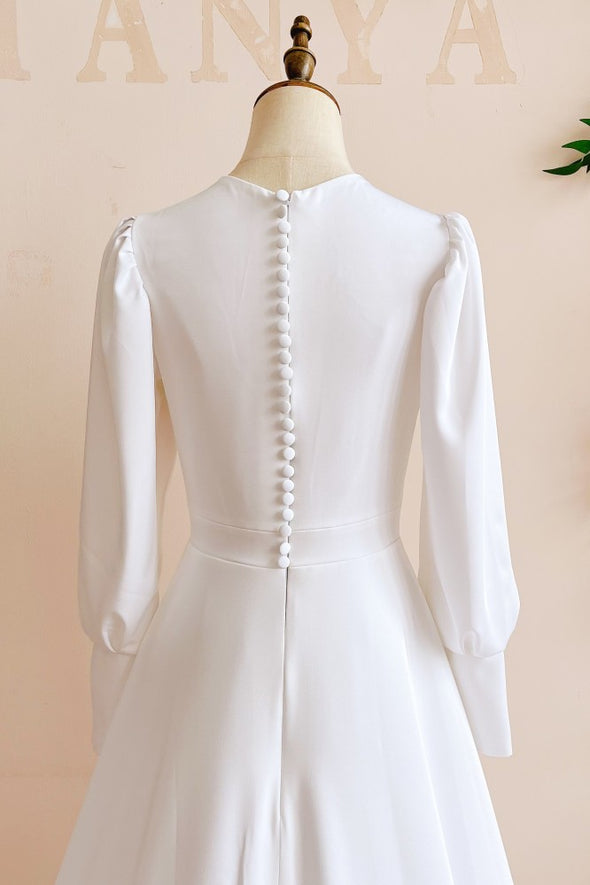 Modest A Line Long Sleeves Wedding Dress Vintage Gown