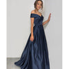 Off Shoulder A Line Prom Dresses Satin Evening Pageant Gowns
