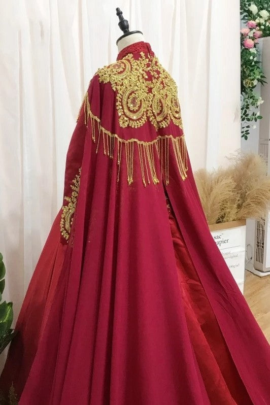 gold muslim wedding dress Middle East Arabic Dubai Muslim Wedding Dresses with Long Sleeve Hunter Green Gold Lace custmsized