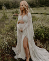 Flare Sleeve High Wasit Pregnant Tassel Lace Wedding Dresses Noivas ZW333