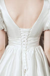 Short Puff Sleeve Satin Wedding Dresses With Bow ZW905