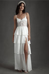 A Line Boho Lace Up Back Side Slit Beach Wedding Dresses Chic ZW840