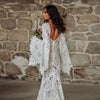 Leaf Lace Wedding Dress Flare Sleeve Mermaid Bohemian Bridal Gowns ZW291