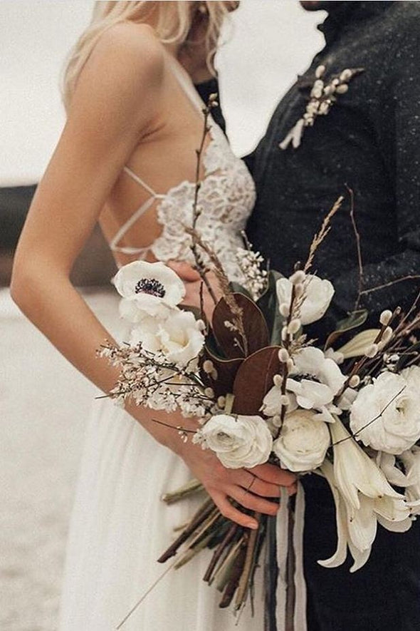 Bohemian Wedding Dresses A Line Backless TB1451