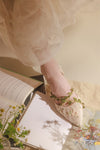 Floral Leaf Elegant Tulle Embroidery Wedding Bride Shoes