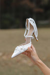 White Pearl High-heeled Shoes Wedding Bride Elegant Shoes