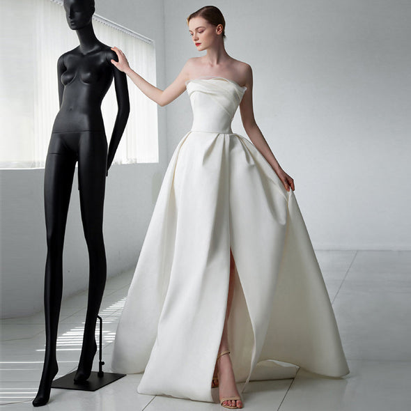 Simple Satin Wedding Dress Spring Style