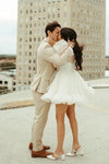 Puff Organza Sleeves Wedding Dresses Short Dancing Dress For Bride Chic ZW745
