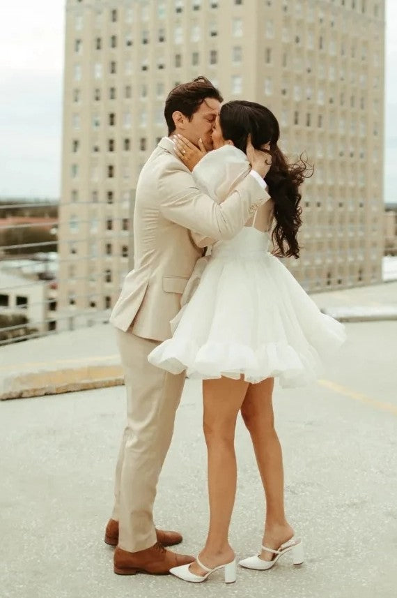 dance dresses short Puff Organza Sleeves Wedding Dresses Short Dancing Dress For Bride Chic ZW745 - dance dresses short Puff Organza Sleeves Wedding Dresses Short Dancing Dress For Bride Chic ZW745 -