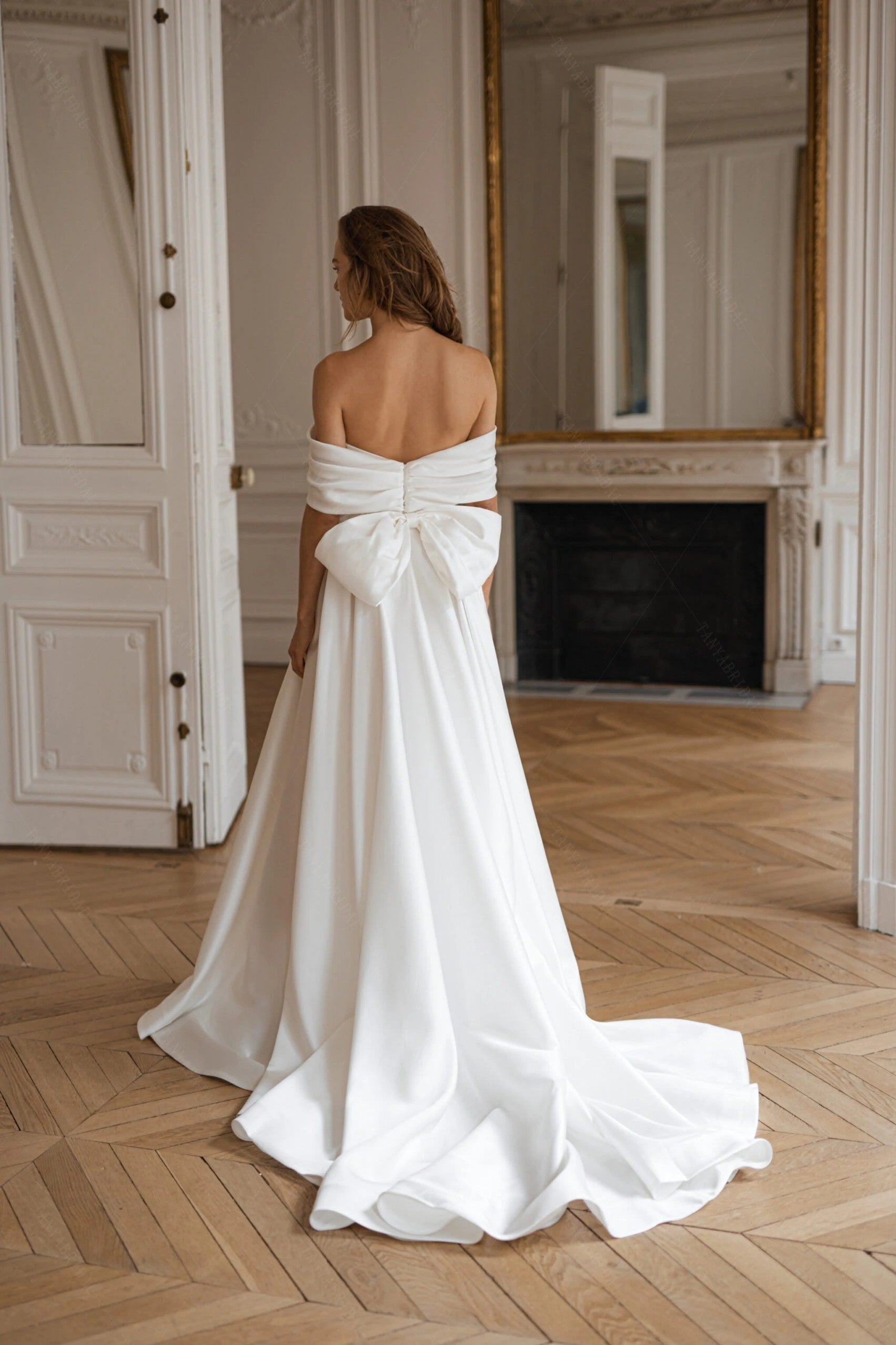 Simple A Line Wedding Dresses Bohemian Noivas With Bow DW753 TANYA BRIDAL Simple A Line Wedding Dresses Bohemian Noivas With Bow DW753 TANYA BRIDAL