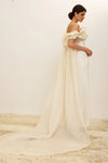 Mermaid Simple Silk Satin Wedding Dresses With Ruffles Cape DW730