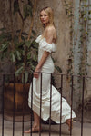 Boat Neck Mermaid Wedding Dresses Side High Split Boho Bridal Gowns  ZW892