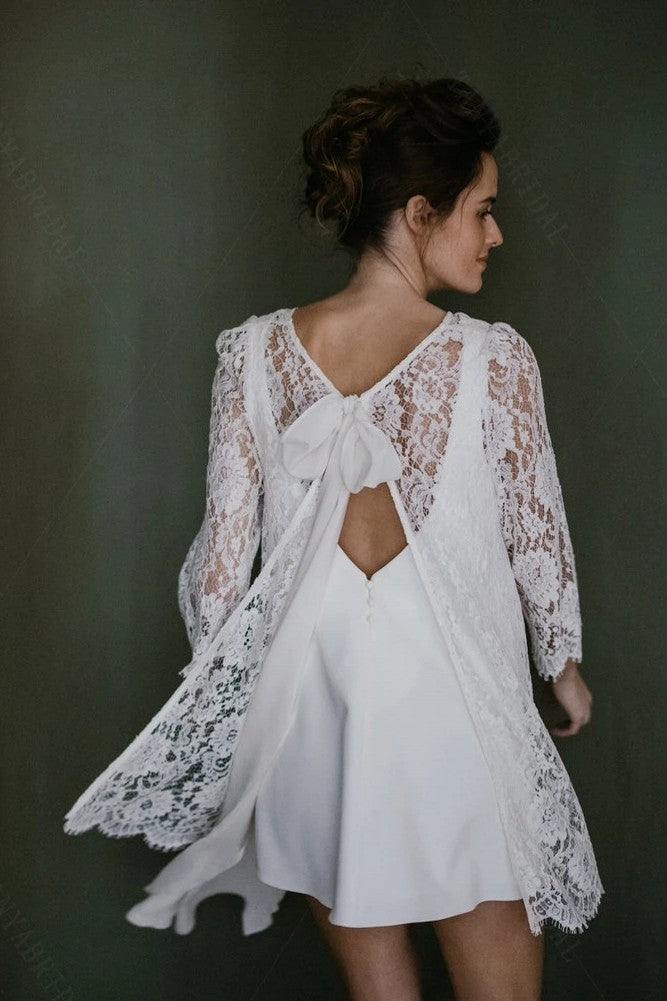 Short Loose Style Wedding Dresses Simple Gowns With Lace Outfits ZW810 TANYA BRIDAL Short Loose Style Wedding Dresses Simple Gowns With Lace Outfits ZW810 TANYA BRIDAL