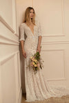 Half Sleeve Lace Mermaid Wedding Dresses V-Neck ZW946