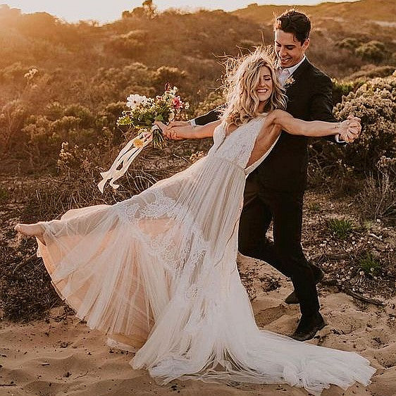 Long Bohemian Wedding Dresses V Neck Back A Line Lace Tulle Boho Noiva – TANYA BRIDAL Long Bohemian Wedding Dresses V Neck Back A Line Lace Tulle Boho Noiva – TANYA BRIDAL