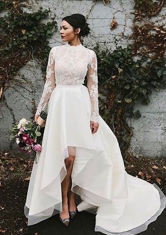 Two Pieces Lace High Low Wedding Dresses TB1447 – TANYA BRIDAL
