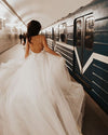 V Neck A Line Tulle Backless Wedding Dresses TB1440