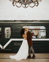 V Neck A Line Tulle Backless Wedding Dresses TB1440