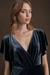 Short Flare Sleeves Long Women Formal Evening Party Dress
