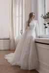 Full Sleeves Modest Lace Tulle Bohemian Wedding Gown