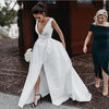 Simple Satin A Line Long Wedding Dresses TB1435