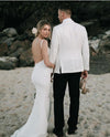 Simple Satin Mermaid Backless Wedding Dresses TB1438