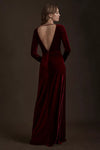 Long Sleeves V Neck Maxi Women Evening Dress