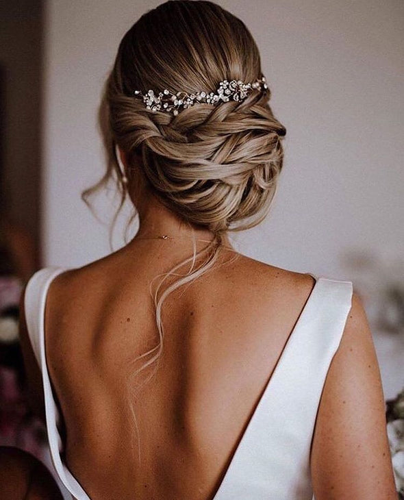 V Back Long Simple A Line Wedding Dress TB1420