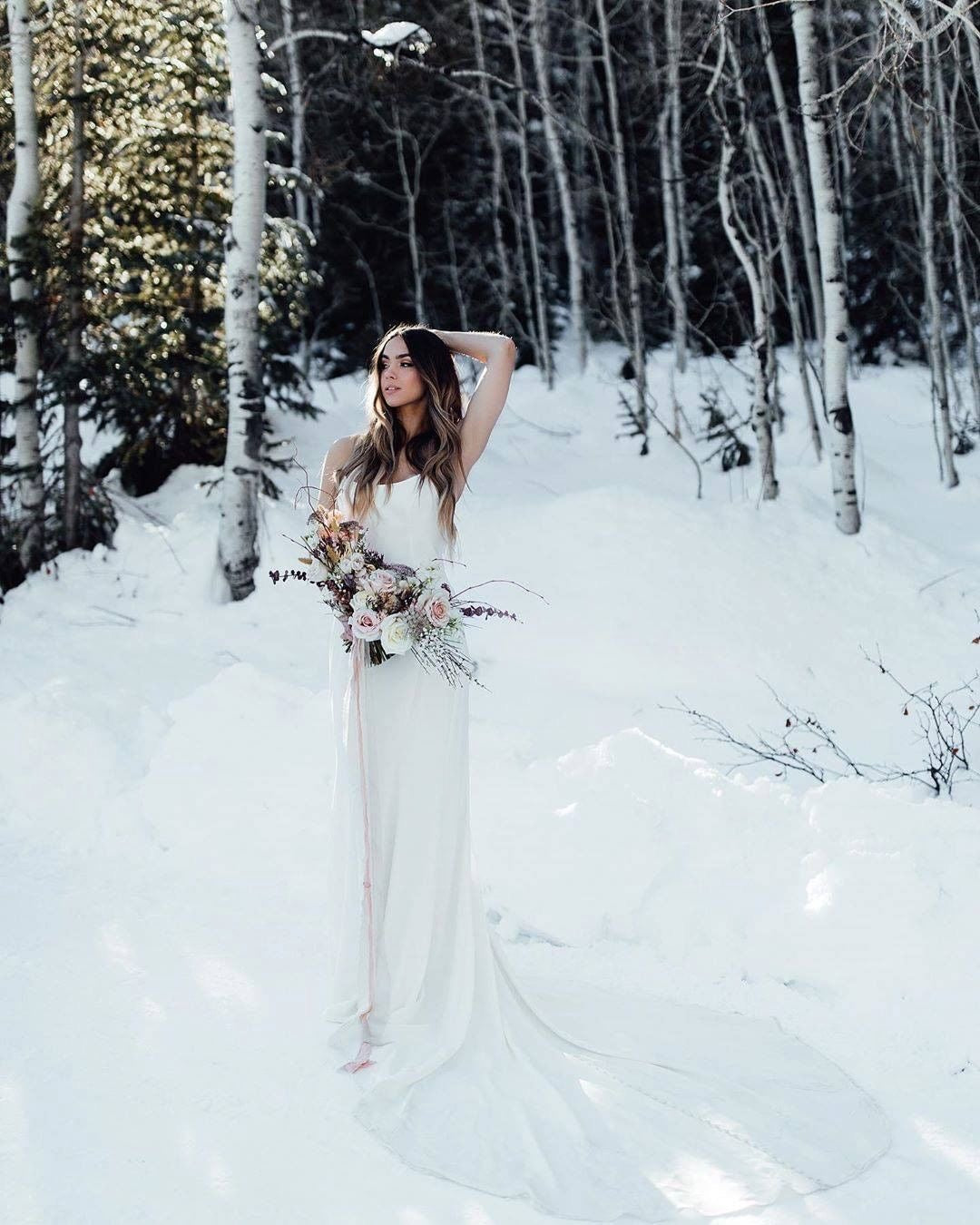 winter wedding dress Simple Wedding Dresses Sheath Long Vertical Bridal Gown – TANYA BRIDAL