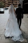 V Neck Lace Chic A Line Wedding Dresses Modest Bride Gown