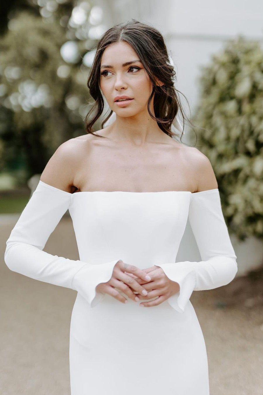Simple Wedding Dress Long Sleeves Off The Shoulder Mermaid Bridal Gown TANYA BRIDAL Simple Wedding Dress Long Sleeves Off The Shoulder Mermaid Bridal Gown TANYA BRIDAL