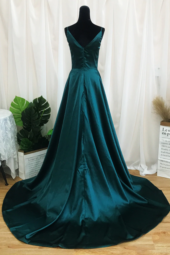 V Neck Side Slit Sexy Long Prom Dresses, Evening Dress 03101350