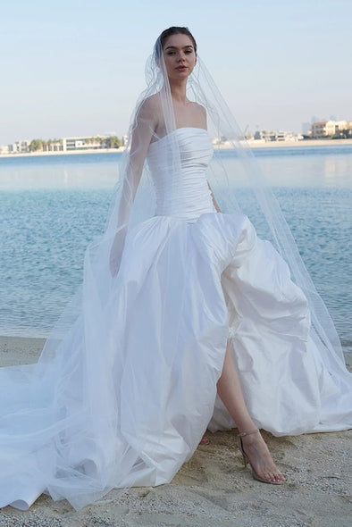 High Split Taffeta Wedding Dresses Boho Beach Vestido de Noivas DW667